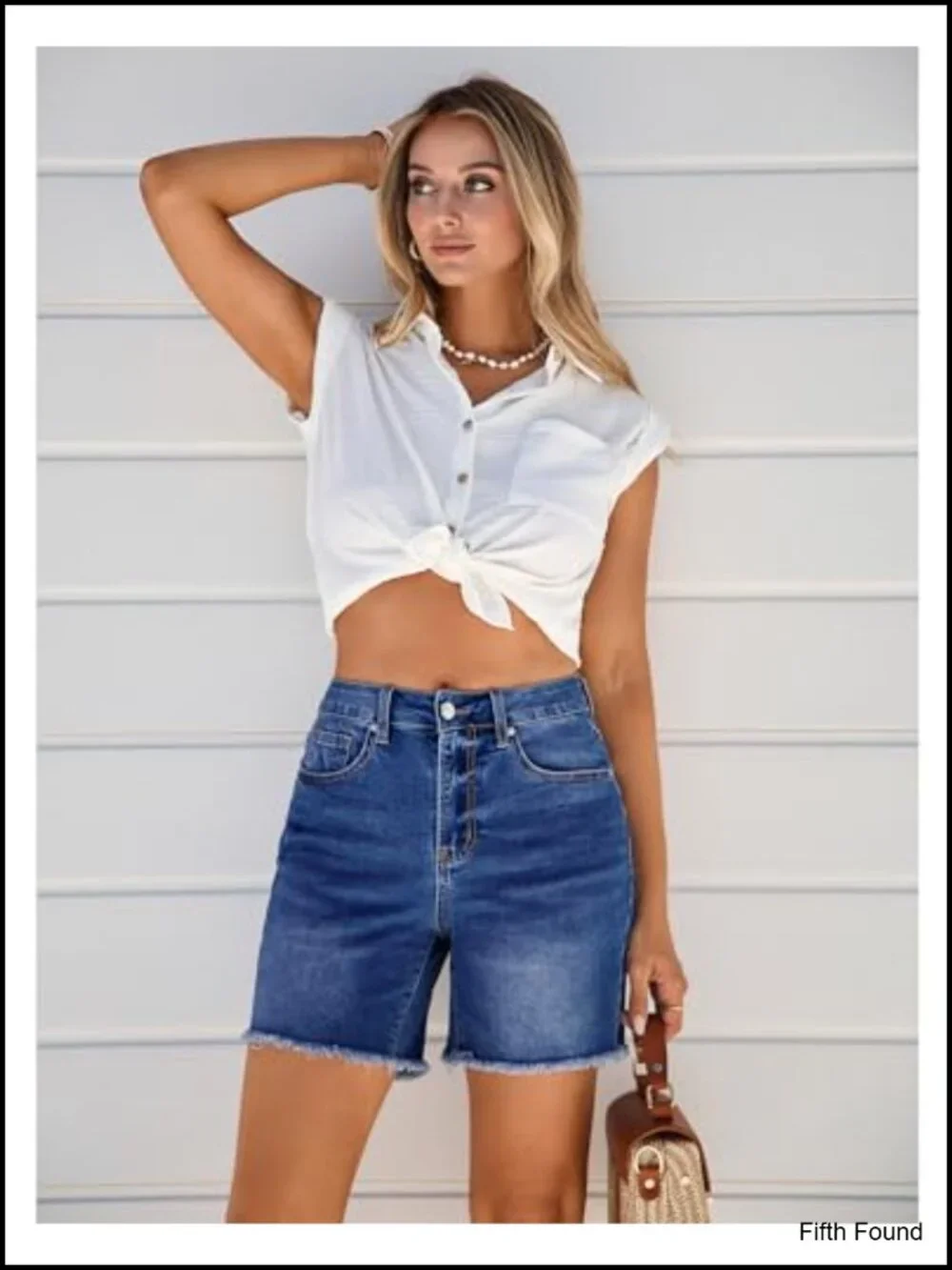 High Waisted Raw Hem Distressed Stretchy Denim Shorts Jorts